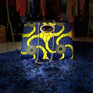 Handmade African print bag (blue and yellow)